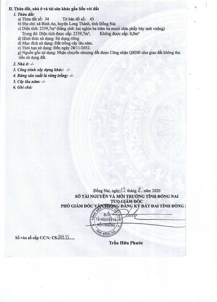 Đất nền Bình An, Long Thành 2337m² - Giá thỏa thuận, đầu tư lý tưởng!