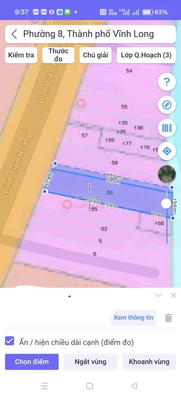 Đất 2 mặt tiền Đinh Tiên Hoàng, Vĩnh Long 1.276m² giá 19.14 tỷ - Cơ hội đầu tư tuyệt vời!