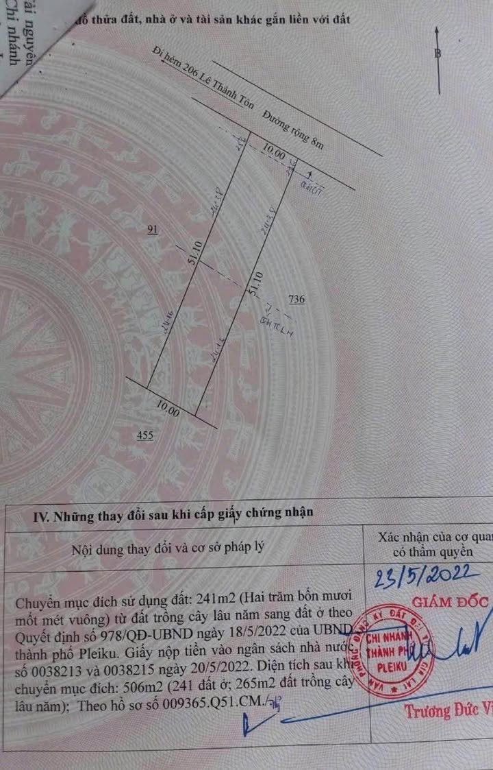 Đất nền Lê Thánh Tôn Pleiku 510m² giá 2 tỷ - View đẹp, gần chợ đêm!