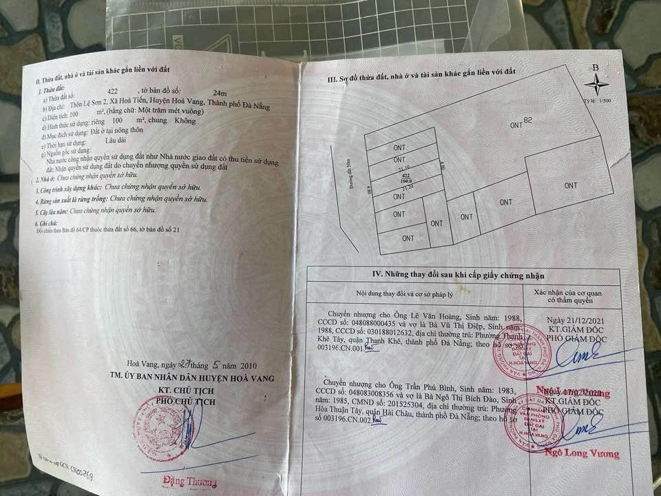 Đất thổ cư Hòa Tiến Đà Nẵng 100m² giá 1.15 tỷ - Đường kiệt 5m thuận tiện!