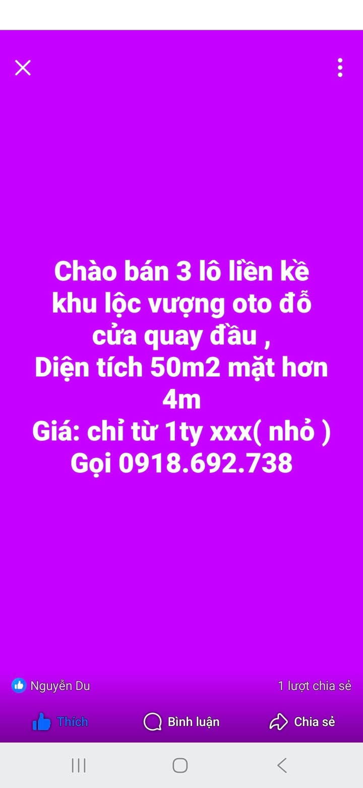 Đất nền Lộc Vượng, Nam Định 50m² giá chỉ 1 tỷ - Ô tô đỗ cửa, thuận lợi kinh doanh!