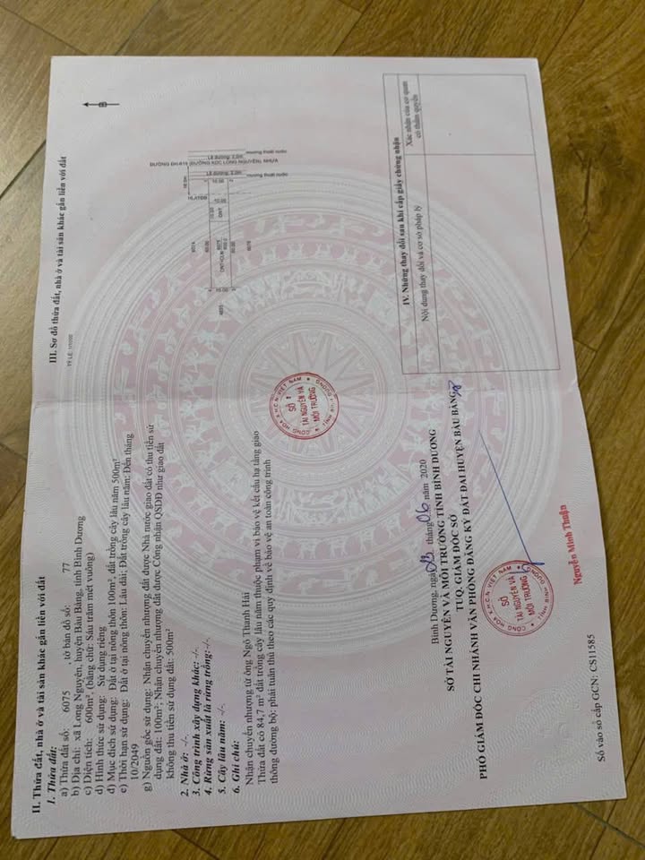 Đất mặt tiền đường DH 619, Long Nguyên, Bàu Bàng 600m² - Cơ hội đầu tư hấp dẫn!