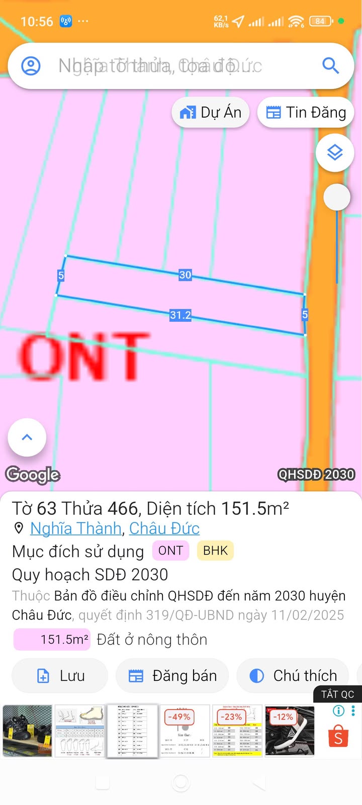 Đất thổ cư Nghĩa Thành, Châu Đức 150m² giá 850 triệu - Cơ hội đầu tư sinh lời!