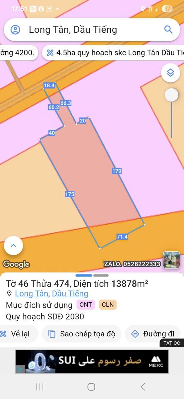 Đất nông nghiệp tại Dầu Tiếng 1.37ha giá chỉ 10 tỷ - Đầu tư sinh lời hấp dẫn!