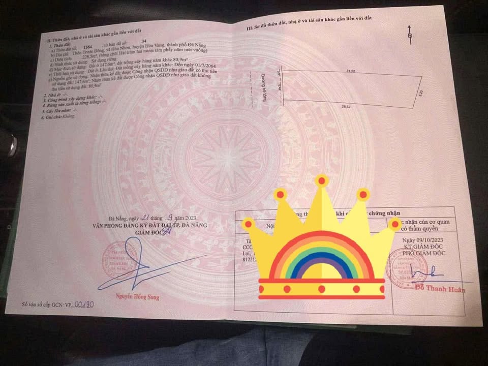 Bán đất thôn Trước Đông, Hòa Nhơn 229m² - Sổ đỏ chính chủ