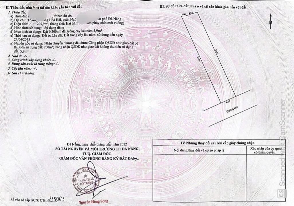 Đất nền Cẩm Lệ Đà Nẵng 205m² giá 4 tỷ - Đường ô tô, gần biển!