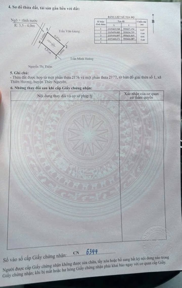 Đất nền chính chủ tại TDP 7, Phường Thiên Hương, 52m² giá chỉ 900 triệu - Đầu tư sinh lời ngay!