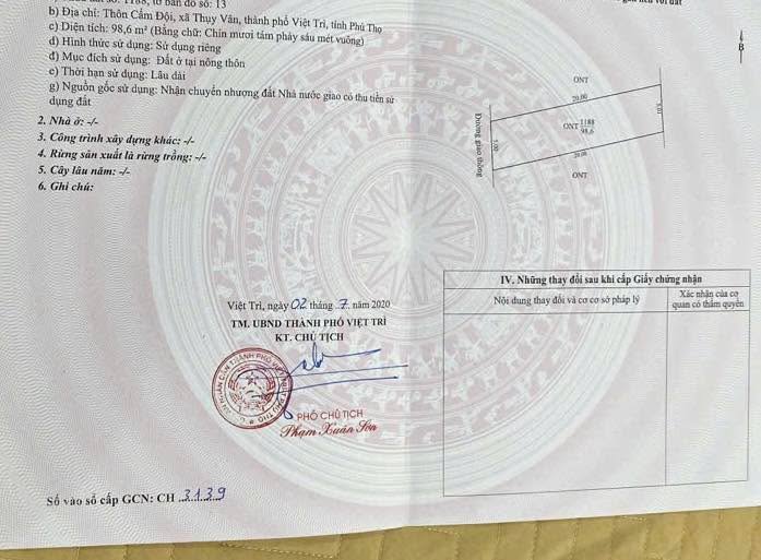 Đất nền liền kề Thụy Vân, Việt Trì 296m² giá 1.7 tỷ - Pháp lý rõ ràng chính chủ