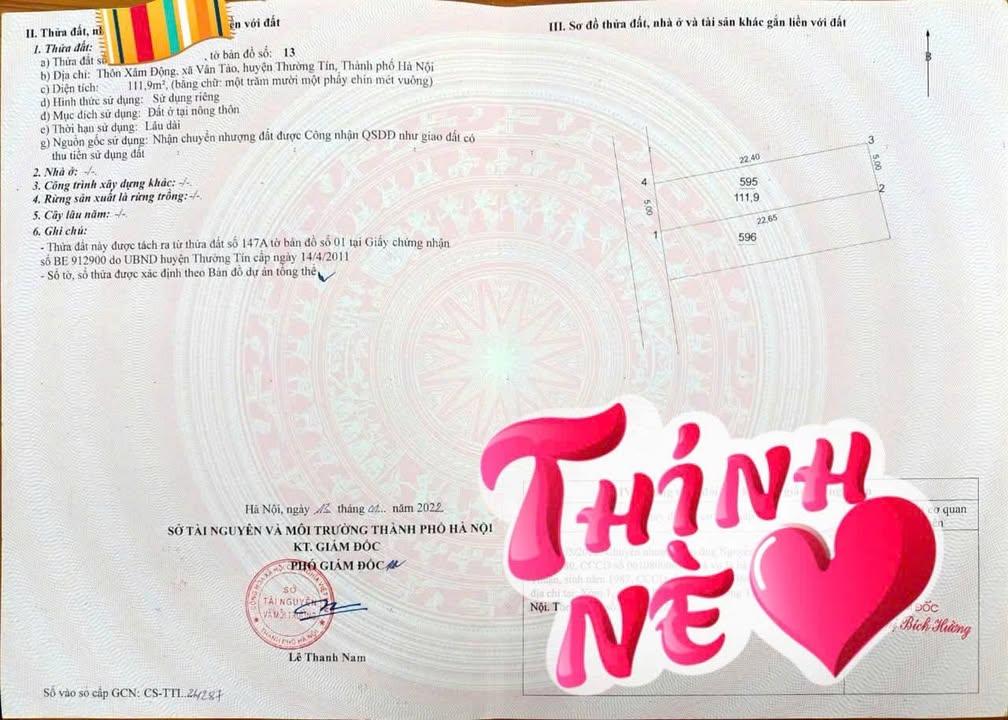 Đất nền Xâm Động, Hồng Vân 111m² giá 6 tỷ - Vị trí đắc địa gần trung tâm!