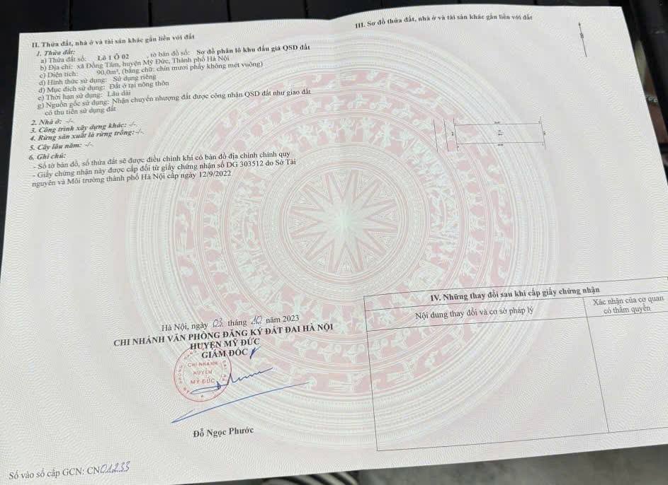 Đất đấu giá xã Đồng Tâm, Chương Mỹ 90m² giá 2 tỷ - Đầu tư sinh lời cao!