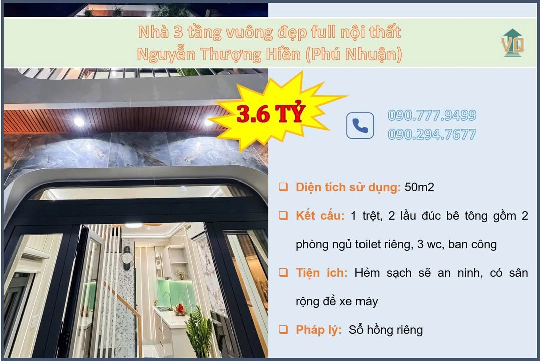Nhà 3 tầng 250 Nguyễn Thượng Hiền, Phú Nhuận 50m² giá 3.6 tỷ - Pháp lý rõ ràng, sẵn sàng ở ngay!