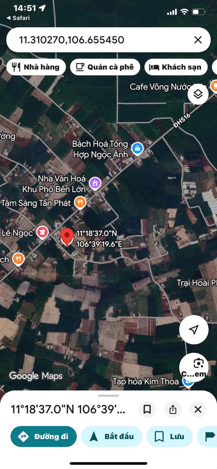 Đất ở đô thị Bàu Bàng 759m² giá 2 tỷ - Mặt tiền đường DH 518 thông thoáng