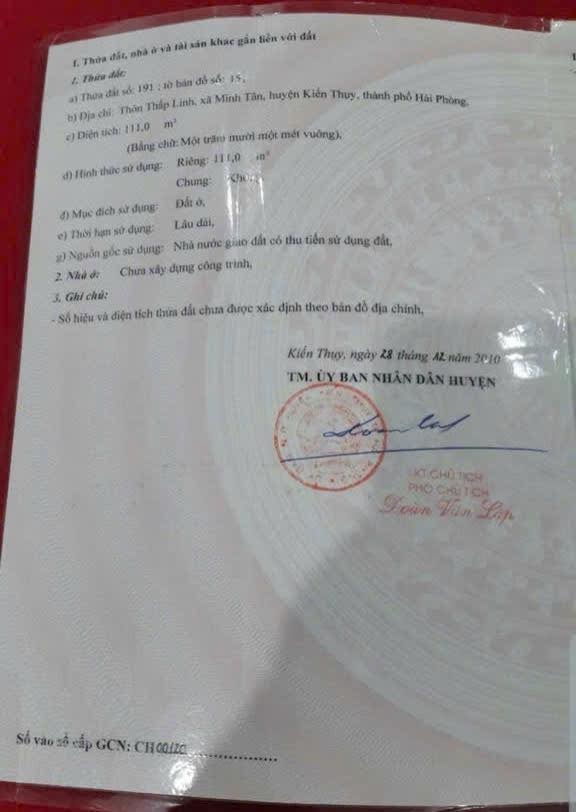 Đất nền mặt đường 362 Minh Tân 111m² giá 3 tỷ - Sổ hồng chính chủ