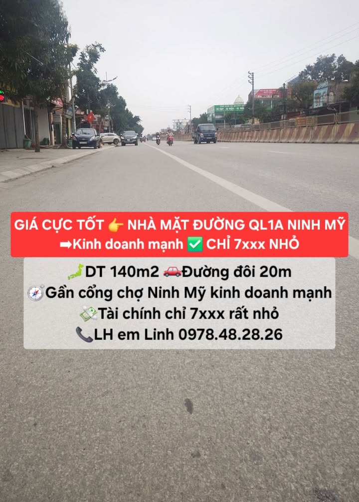 Nhà Kinh Doanh Mạnh mặt đường QL1A, Ninh Mỹ 140m² giá 7 tỷ - Đầu tư sinh lời ngay!