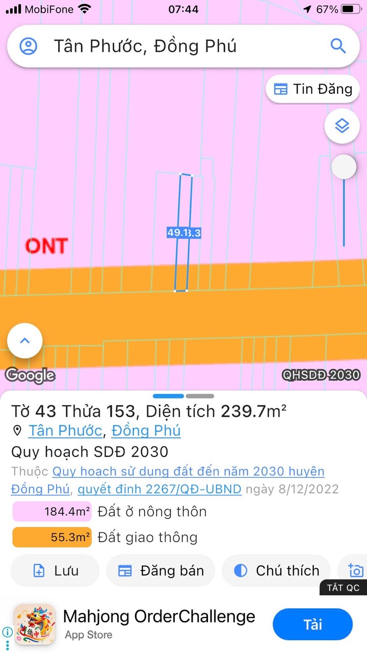 Đất mặt tiền ĐT 753 Đồng Xoài 753m² giá 1.7 tỷ - Cơ hội đầu tư hấp dẫn!