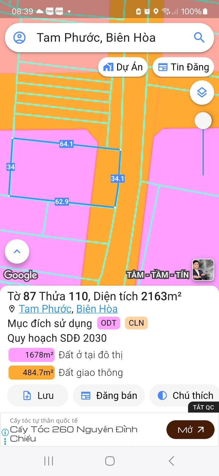 Đất nền 2163m² mặt tiền đường Dương Diện Nghệ, phường Tam Phước - Cơ hội đầu tư lý tưởng!