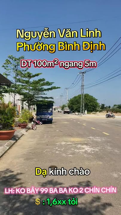 Đất nền đường Nguyễn Văn Linh, Bình Định 100m² giá 1.8 tỷ - Hướng Nam, trục thông chính!