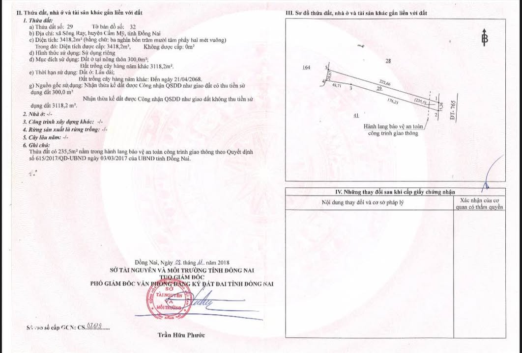 Đất nền mặt tiền ĐT-765, xã Sông Ray, 3400m² giá 4.9 tỷ - Đầu tư sinh lời tốt!