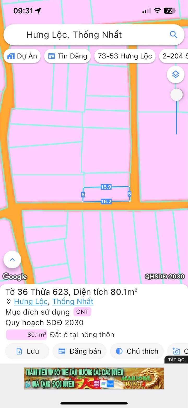 Đất nền 80m² Hưng Lộc, Dầu Giây, Đồng Nai - Sổ đỏ chính chủ giá 600 triệu