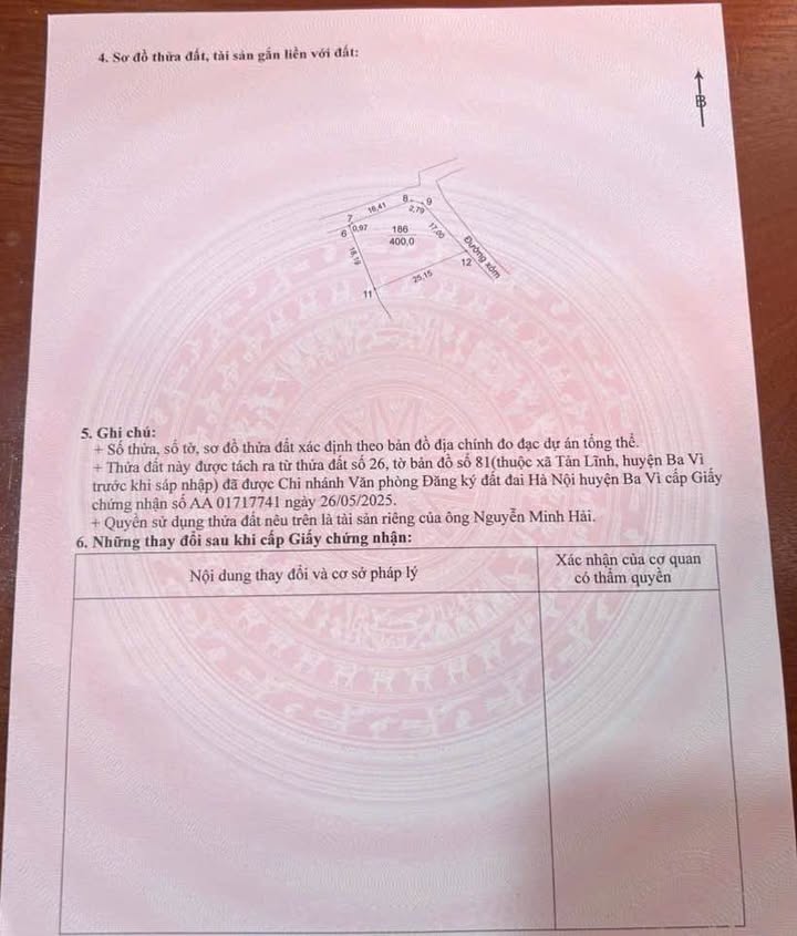 Đất nền lô góc 2 mặt tiền xã Tản Lĩnh 400m² giá 2 tỷ - Cơ hội đầu tư tuyệt vời!