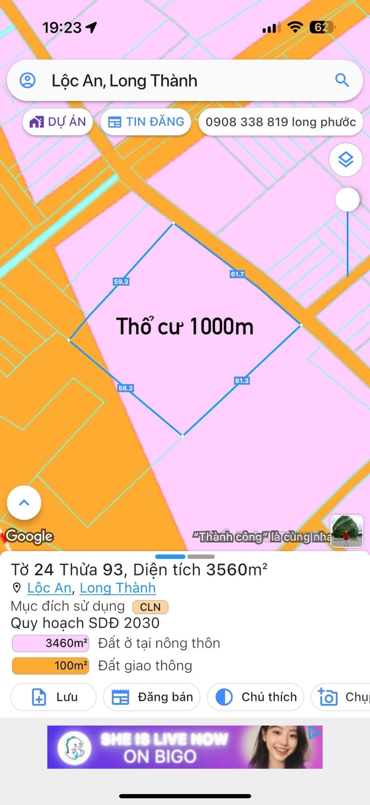 Đất nền Lộc An, Long Thành 3559m² - Thích hợp làm nhà vườn, giá thỏa thuận!