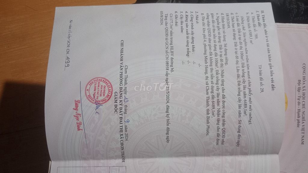 Bán đất nông nghiệp 910m², ngang 15m mặt tiền – Minh Hưng, Chơn Thành