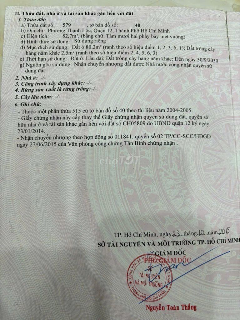 Đất thổ cư Thạnh Lộc 82.7m² giá 4 tỷ - Vị trí đắc địa gần Gò Vấp!