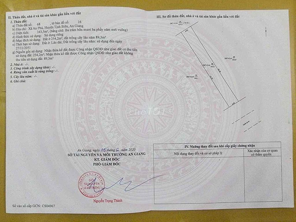 Bán đất nền xã An Phú, Tịnh Biên 343m² - Đầu tư sinh lời ngay!