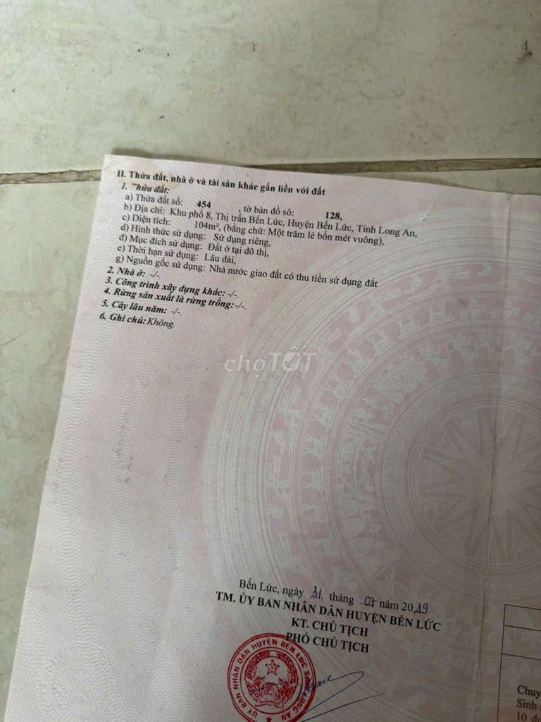 Đất nền Bến Lức 104m² giá 1.25 tỷ - Gần chợ Thuận Đạo, KCN