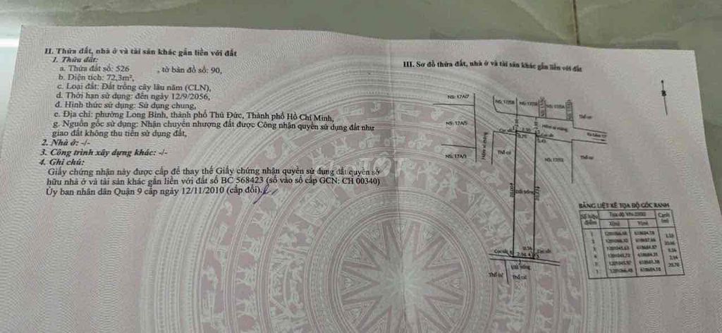 Lô đất dân cư hiện hữu 72m² hẽm xe 3 gác đường 8 Long Bình - Vị trí đẹp, giá tốt!