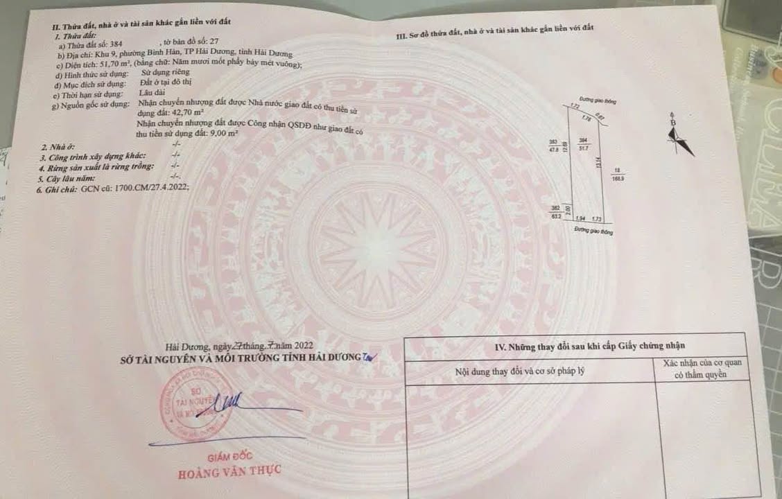 Đất nền An Ninh - Thành Đông 51.7m² giá 1.49 tỷ - Ô tô vào tận đất!