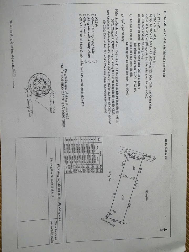 Đất nền thổ cư An Sinh, Đông Triều 653m² giá 1.306 tỷ - Cơ hội đầu tư tuyệt vời!
