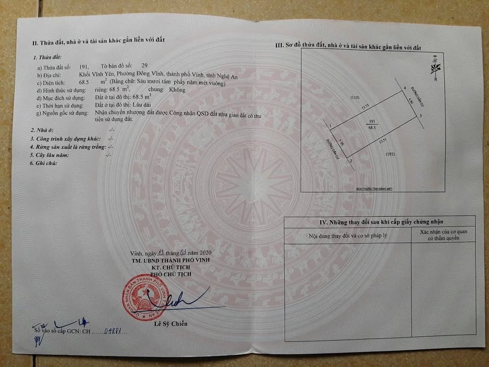 Đất 2 mặt tiền Trần Nguyên Hãn, TP Vinh 68.5m² giá 3 tỷ - Cơ hội đầu tư hiếm có!