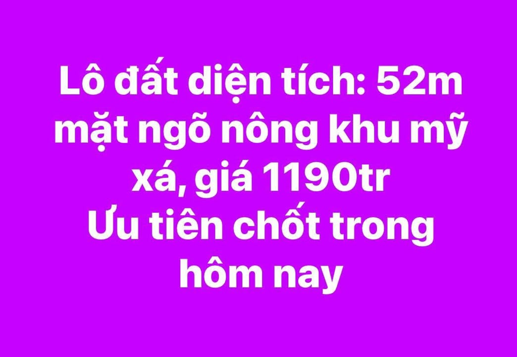 Đất nền Mỹ Xá, Nam Định 52m² giá 1.19 tỷ - Cơ hội đầu tư hấp dẫn!