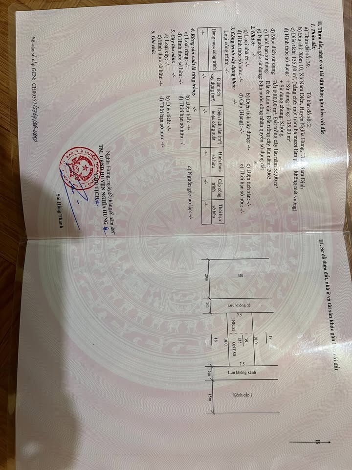 Đất nền chính chủ xã Nam Điền 135m² giá 1.7 tỷ - Gần Tổ hợp dự án Thép Xanh