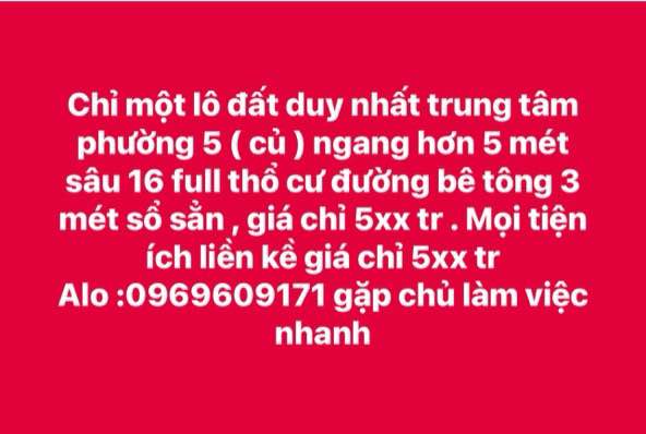 Đất thổ cư trung tâm phường 5, Đông Hà 80m² giá chỉ 500 triệu - Cơ hội đầu tư không thể bỏ lỡ!