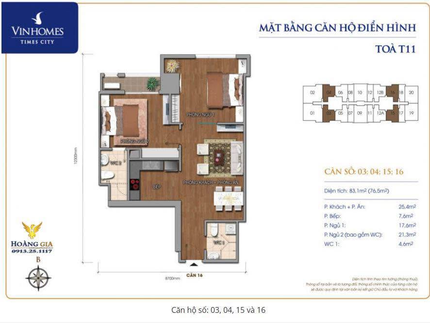Căn hộ Times City 83m² giá 9 tỷ - Chính chủ bán, nội thất đẹp!