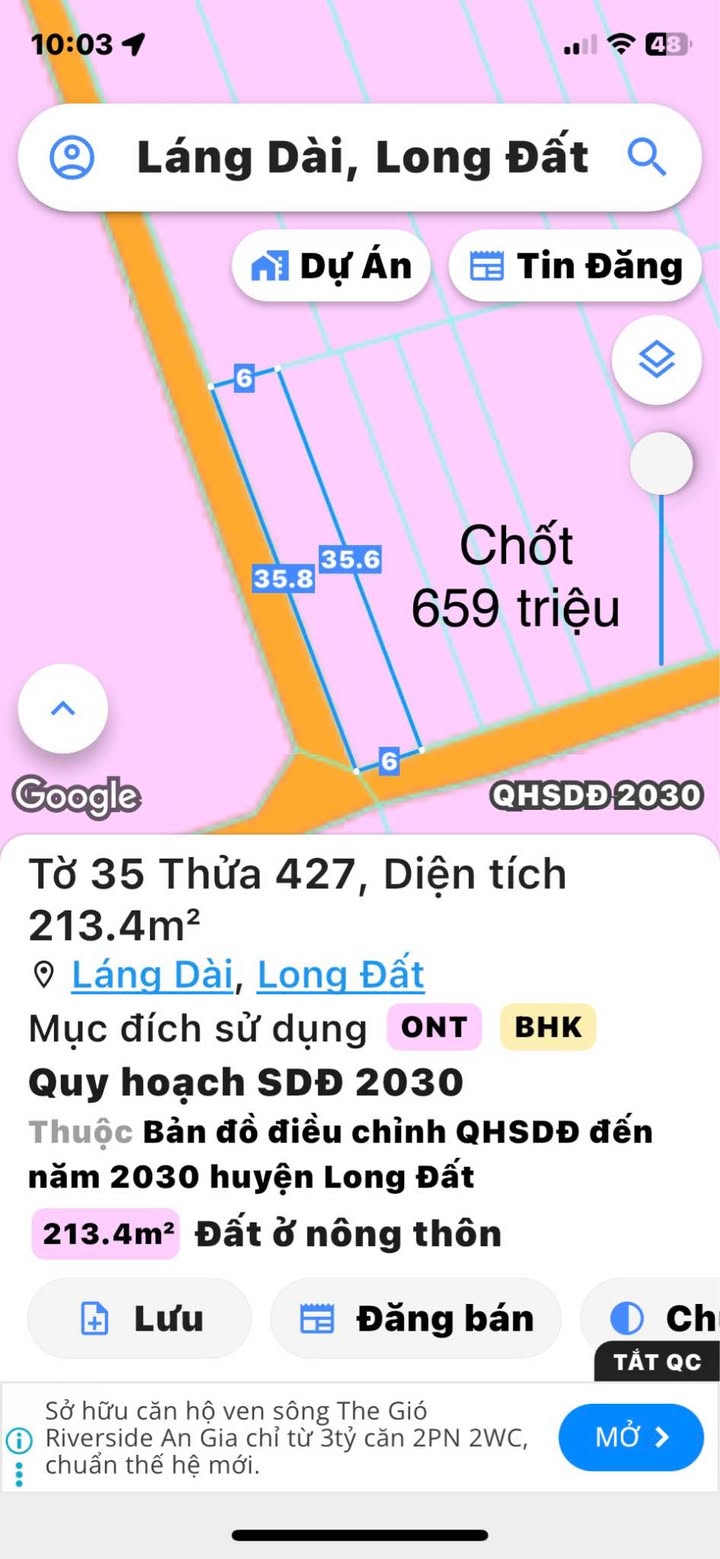 Đất nền Láng Dài, Đất Đỏ 210m² giá 659 triệu - Đầu tư sinh lời ngay!