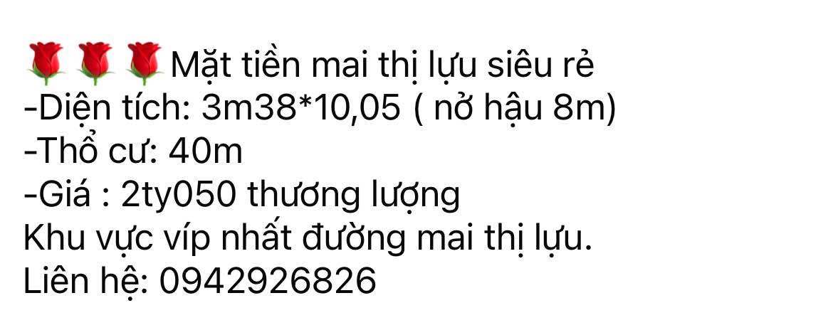 FrontHouse đường Mai Thị Lựu 33.9m² giá 2.05 tỷ - Mặt tiền siêu rẻ!
