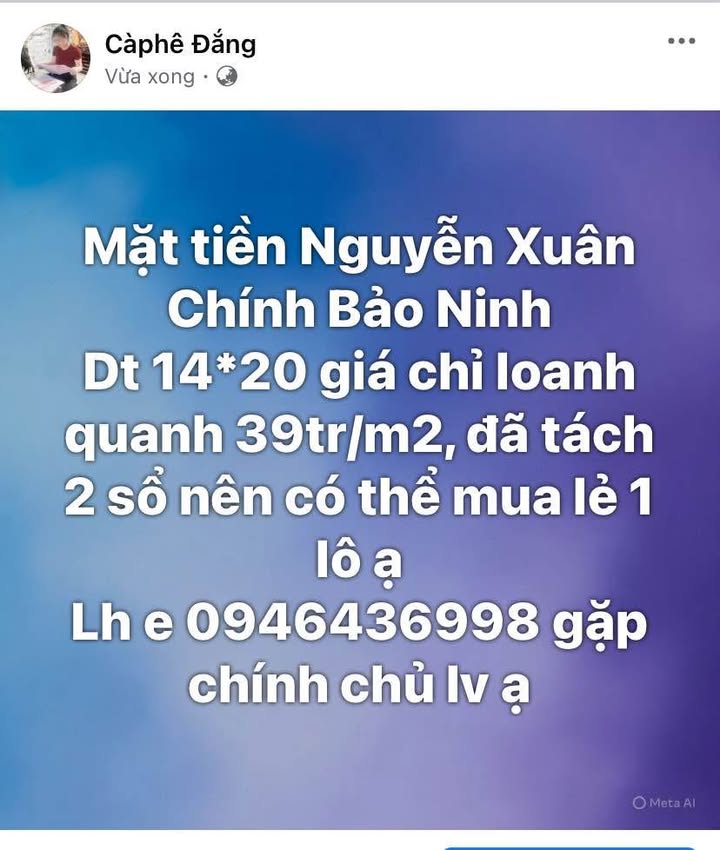 Đất nền Bảo Ninh Đồng Hới 280m² giá chỉ 6.244 tỷ - Đầu tư sinh lời ngay!