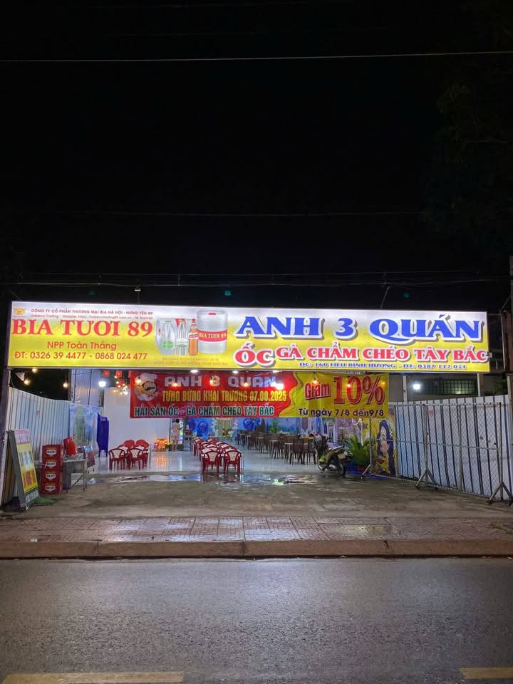 Quán nhậu Củ Chi 500m² giá sang 60 triệu - Cơ hội đầu tư hấp dẫn!