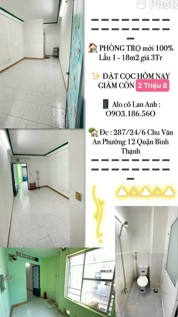 Cho thuê phòng trống 18m² tại Bình Thạnh - Giá chỉ 2.8 triệu/tháng