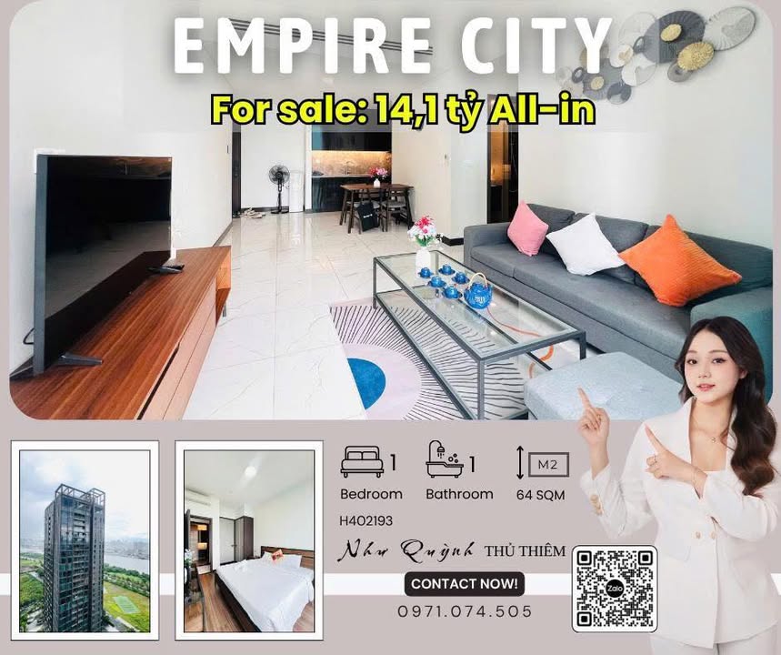 Căn hộ Empire City Thủ Thiêm 64m² giá 14,1 tỷ - View sông thoáng mát!