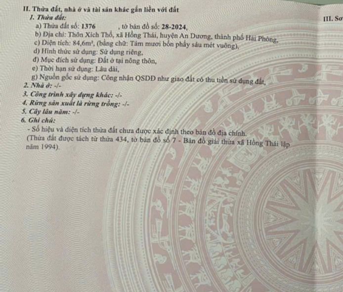 Đất nền Hồng Thái An Dương 85m² giá 1.05 tỷ - Ô tô vào tận nơi!