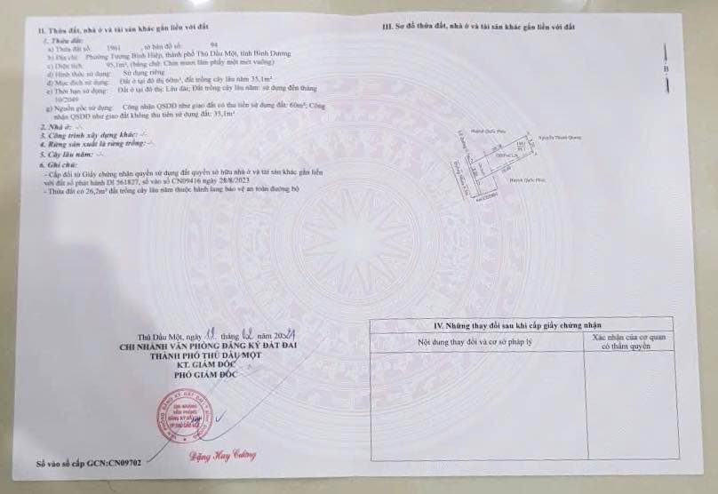 Đất liền kề mặt tiền đường nhựa Tương Bình Hiệp, Thủ Dầu Một 114.4m² giá chỉ 1.85 tỷ - Cơ hội đầu tư tuyệt vời!