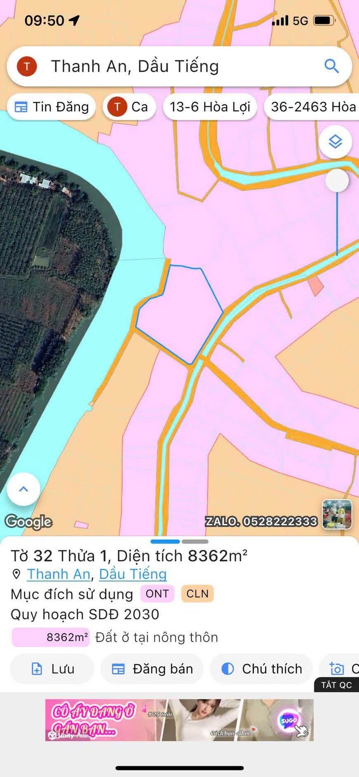 Đất 2 Mặt Tiền 100m Sông Sài Gòn tại Thanh An, Dầu Tiếng - Giá chỉ 2 triệu/m²!