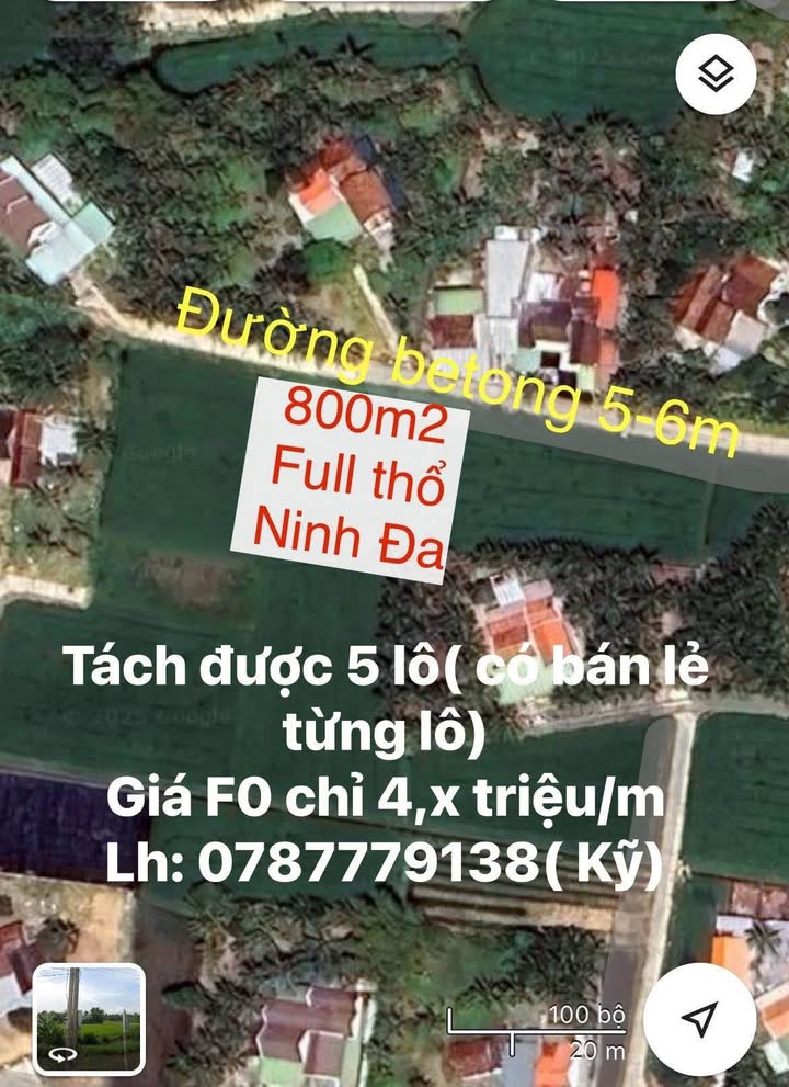 Đất nền 800m² tại Ninh Đa, Ninh Hòa - Giá chỉ 3.2 tỷ, cơ hội đầu tư tuyệt vời!