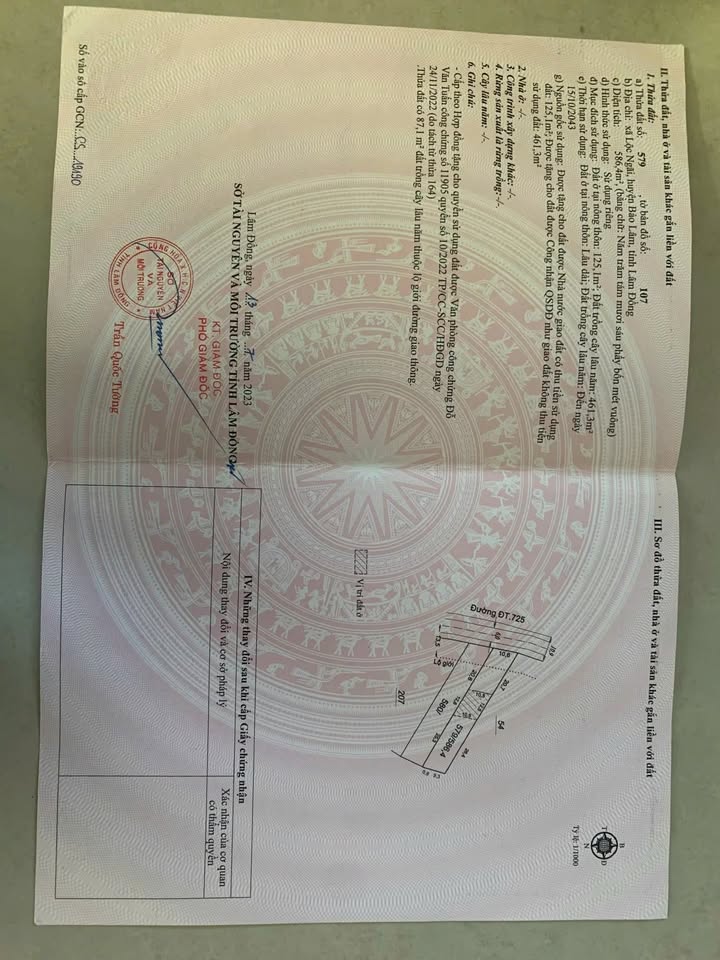 Đất mặt tiền đường 725 Bảo Lộc 600m² giá 7.25 tỷ - Cơ hội đầu tư sinh lời!