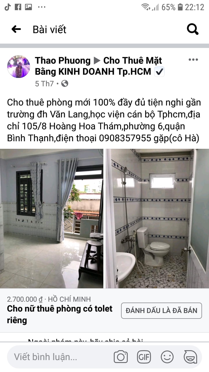 Phòng cho thuê tại Bình Thạnh 20m² - Tiện nghi đầy đủ, gần trường ĐH Văn Lang!