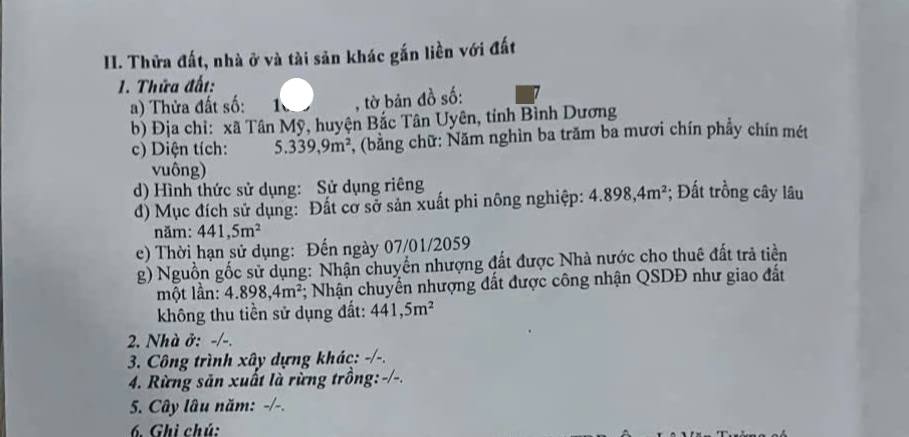 Đất SKC xã Tân Mỹ, Bắc Tân Uyên, Bình Dương 5340m² giá 22 tỷ - Đầu tư sinh lời ngay!